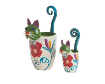 FL 07 VASO ZOOMORFO GATTO FLOREAL II MISURA (H 40 CM)