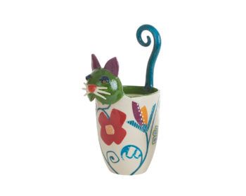 FL 07 VASO ZOOMORFO GATTO FLOREAL II MISURA (H 40 CM)