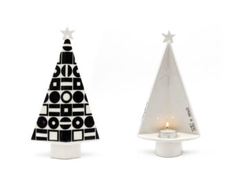 NT 61 -BN ALBERO TEA-LIGHT BIANCO E NERO (15X26.5 CM)