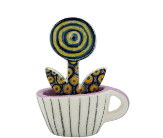 FR 21-PL-V FIORE IN TAZZA PALLA VINTAGE I MISURA 9 X 11 CM